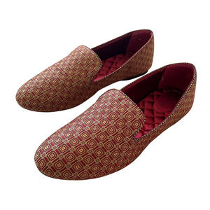 BIRDIES Starling Women's Size 12 Red Gold Slip-On Cushioned Loafer Comfort Flats